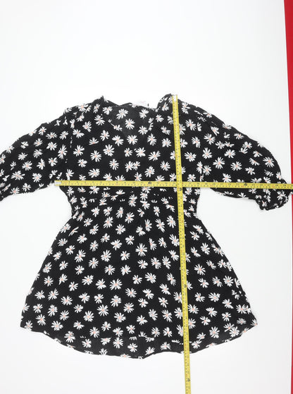 Miss Selfridge Petites Women’s Black Floral Skater Dress UK 16