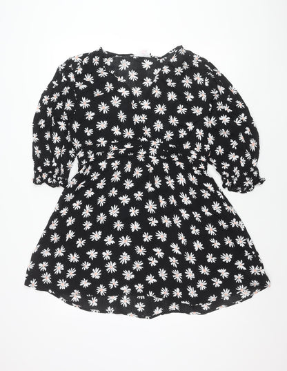 Miss Selfridge Petites Women’s Black Floral Skater Dress UK 16