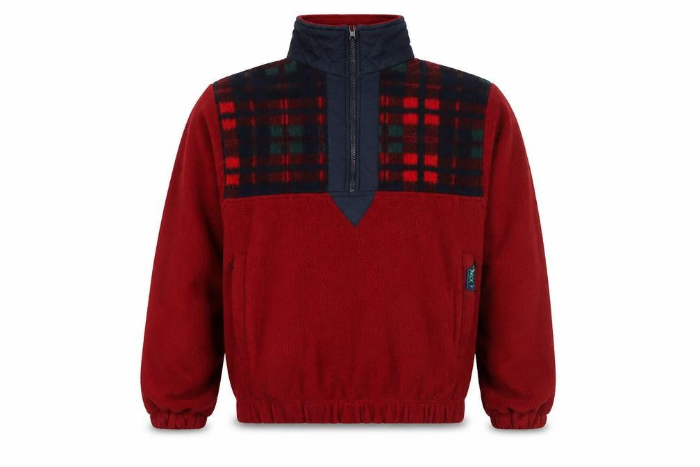 Back 9 Mens Red Fleece Plaid 1/4 Zip Pullover Sweatshirt Size S