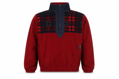 Back 9 Mens Red Fleece Plaid 1/4 Zip Pullover Sweatshirt Size S