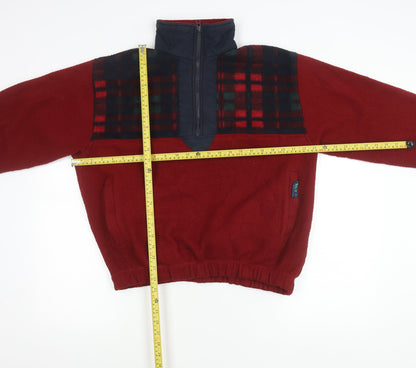 Back 9 Mens Red Fleece Plaid 1/4 Zip Pullover Sweatshirt Size S