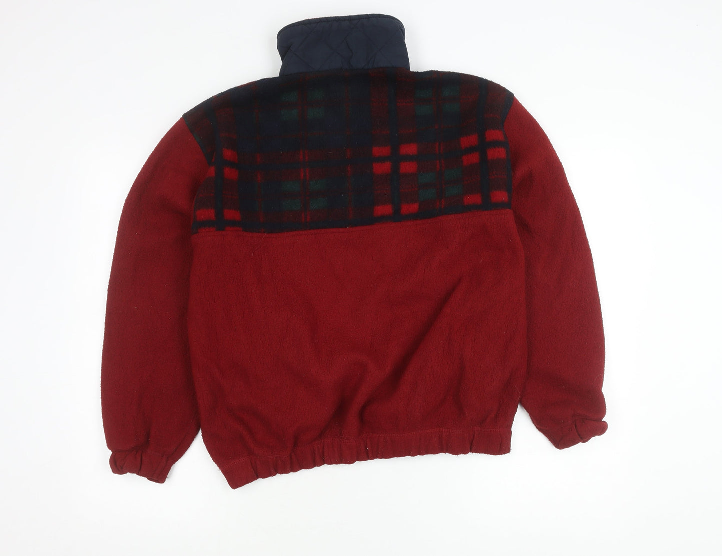 Back 9 Mens Red Fleece Plaid 1/4 Zip Pullover Sweatshirt Size S
