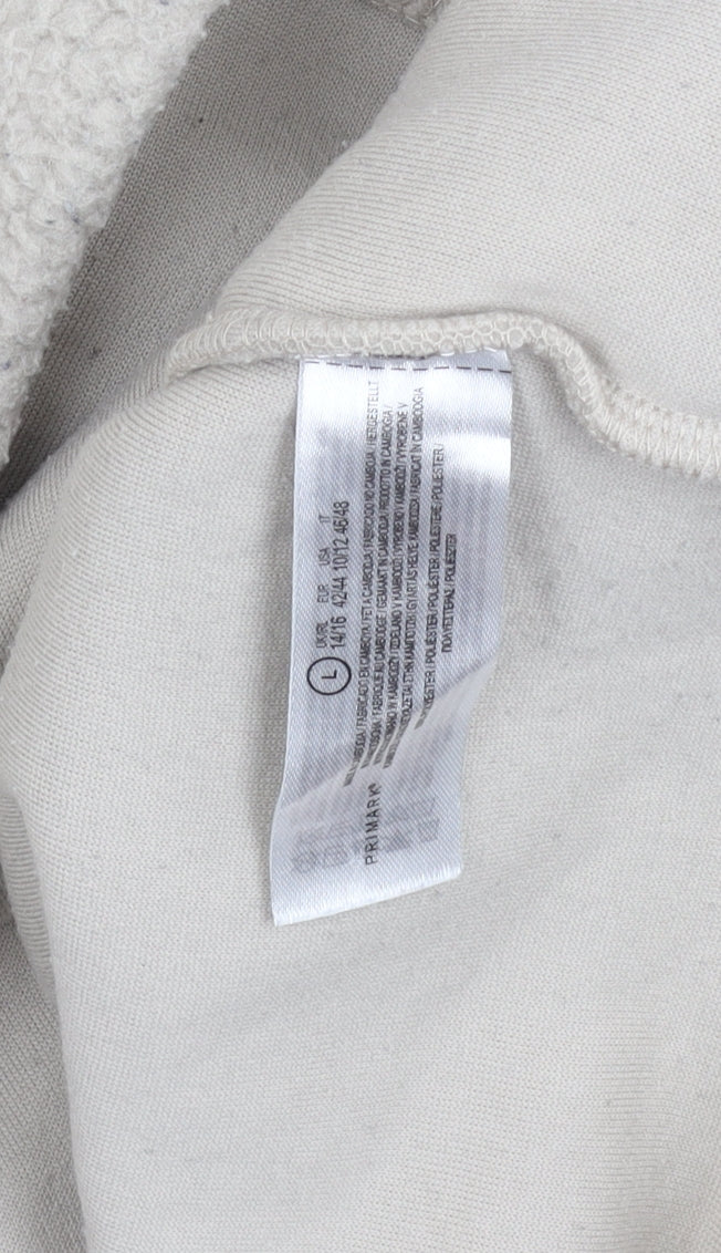 Primark Women Beige Henley Fleece Sweatshirt L 14-16 Casual Winter