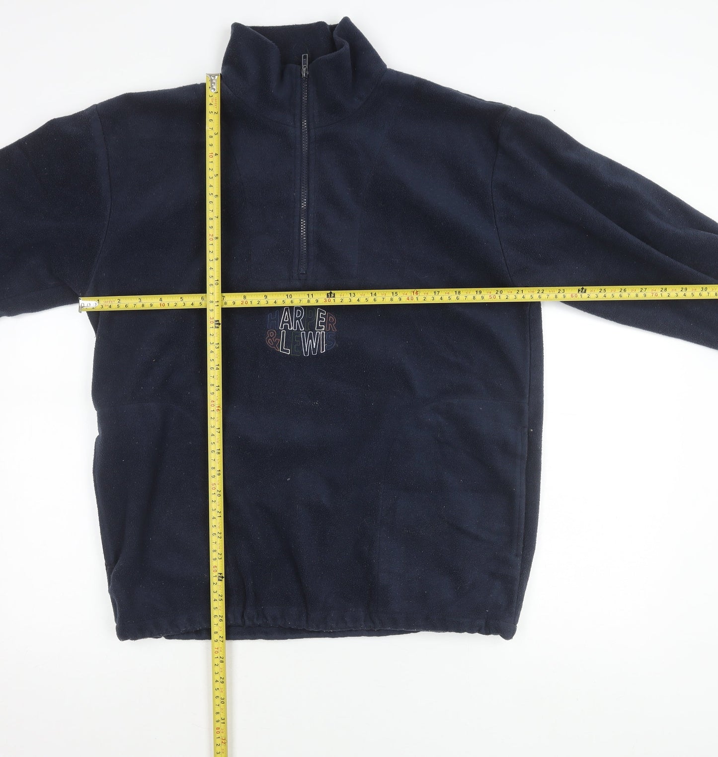 Harper & Lewis Mens Blue Fleece Pullover Sweatshirt M 1/2 Zip Logo