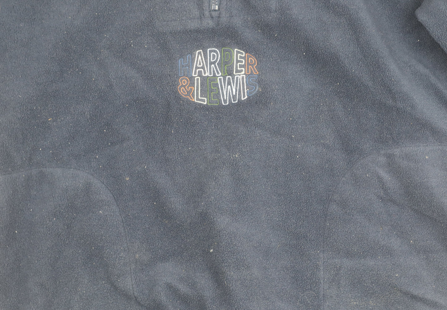 Harper & Lewis Mens Blue Fleece Pullover Sweatshirt M 1/2 Zip Logo