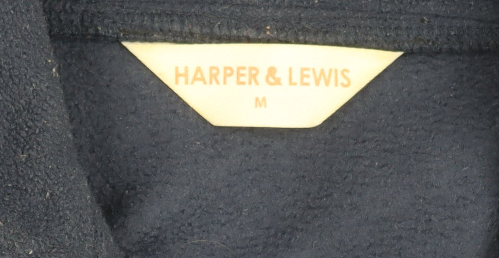 Harper & Lewis Mens Blue Fleece Pullover Sweatshirt M 1/2 Zip Logo
