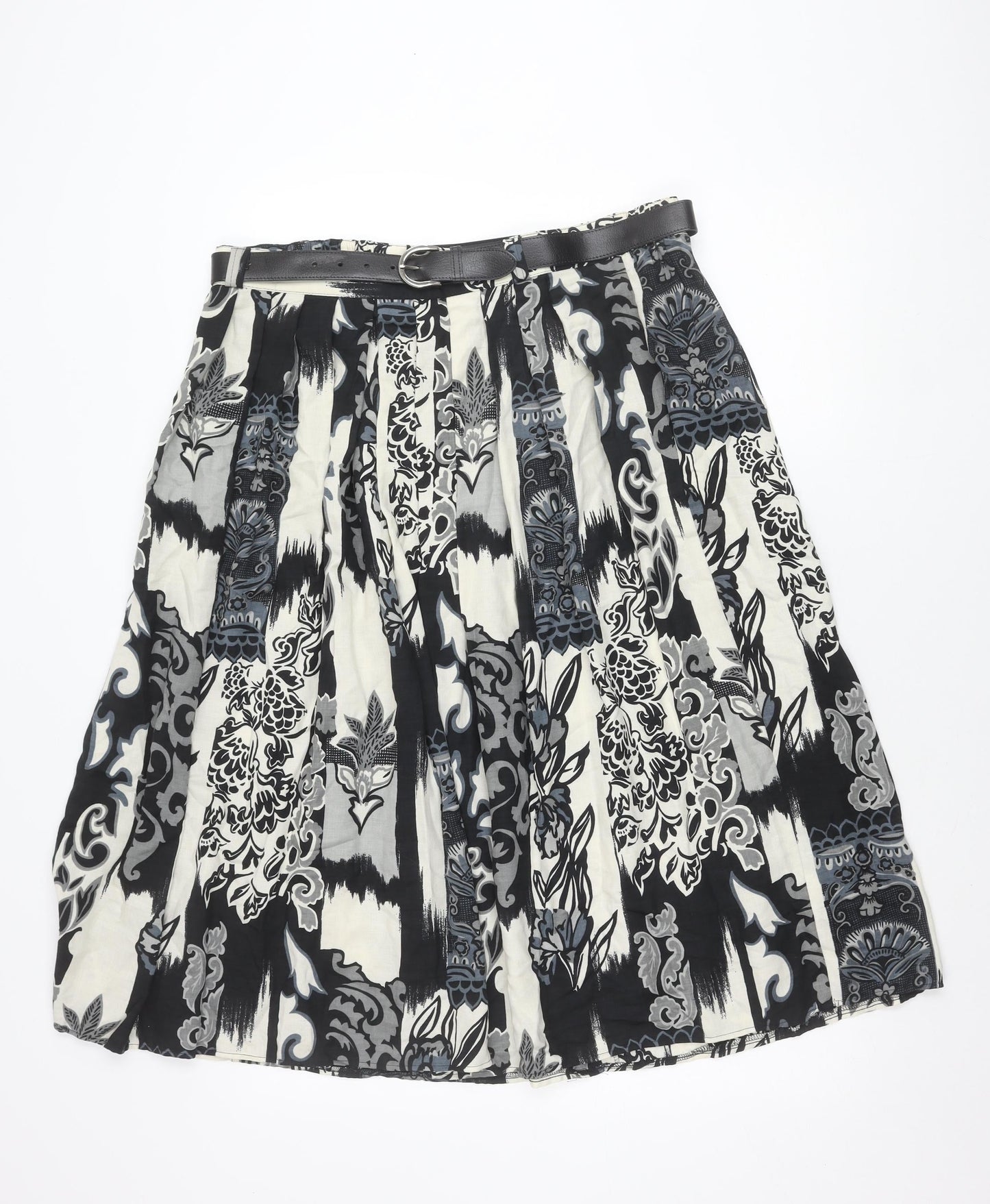Marks and Spencer Women’s Black Grey Pleated Floral Skirt UK 20