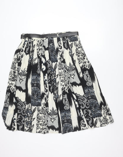 Marks and Spencer Women’s Black Grey Pleated Floral Skirt UK 20