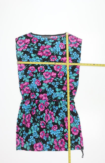 C&A Clockhouse Women’s Black Floral Strapless Dress Size 12 Viscose