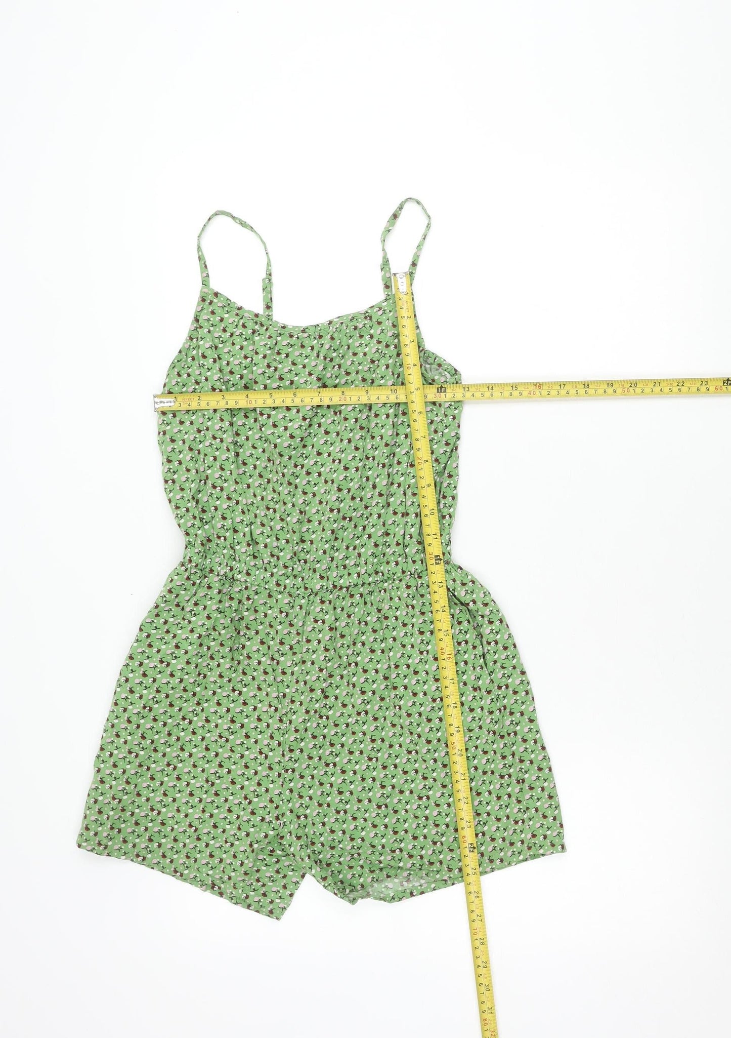 Uniqlo Teens Green Floral Viscose Sleeveless Playsuit Size 11-12