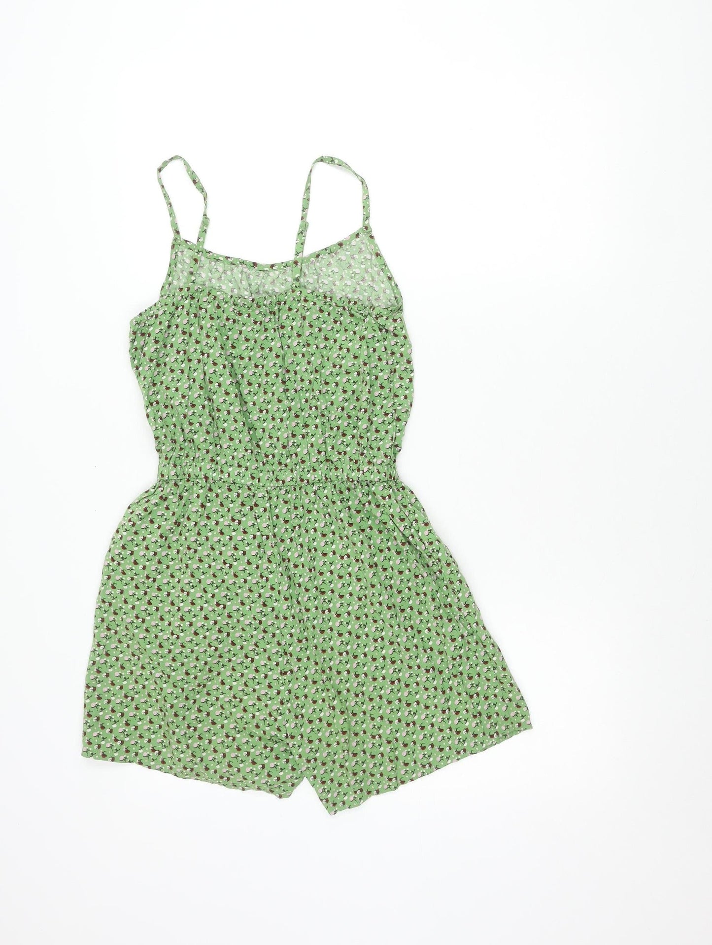 Uniqlo Teens Green Floral Viscose Sleeveless Playsuit Size 11-12
