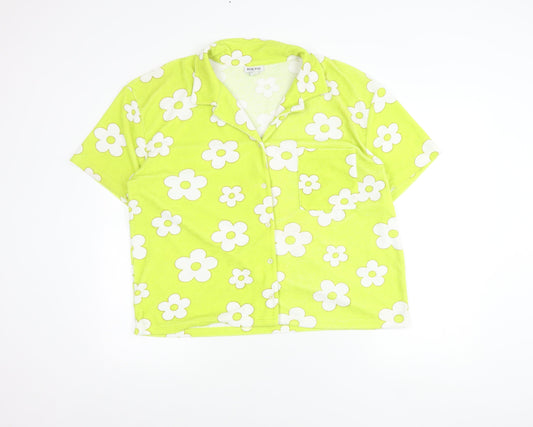 Womens UK Size L Neon Rose Multicoloured Classic Button-Up