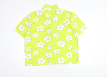 Womens UK Size L Neon Rose Multicoloured Classic Button-Up