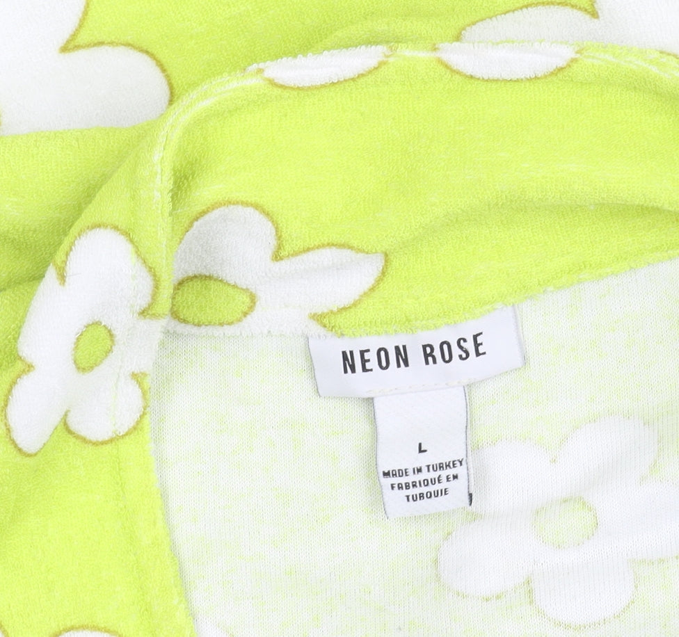 Womens UK Size L Neon Rose Multicoloured Classic Button-Up