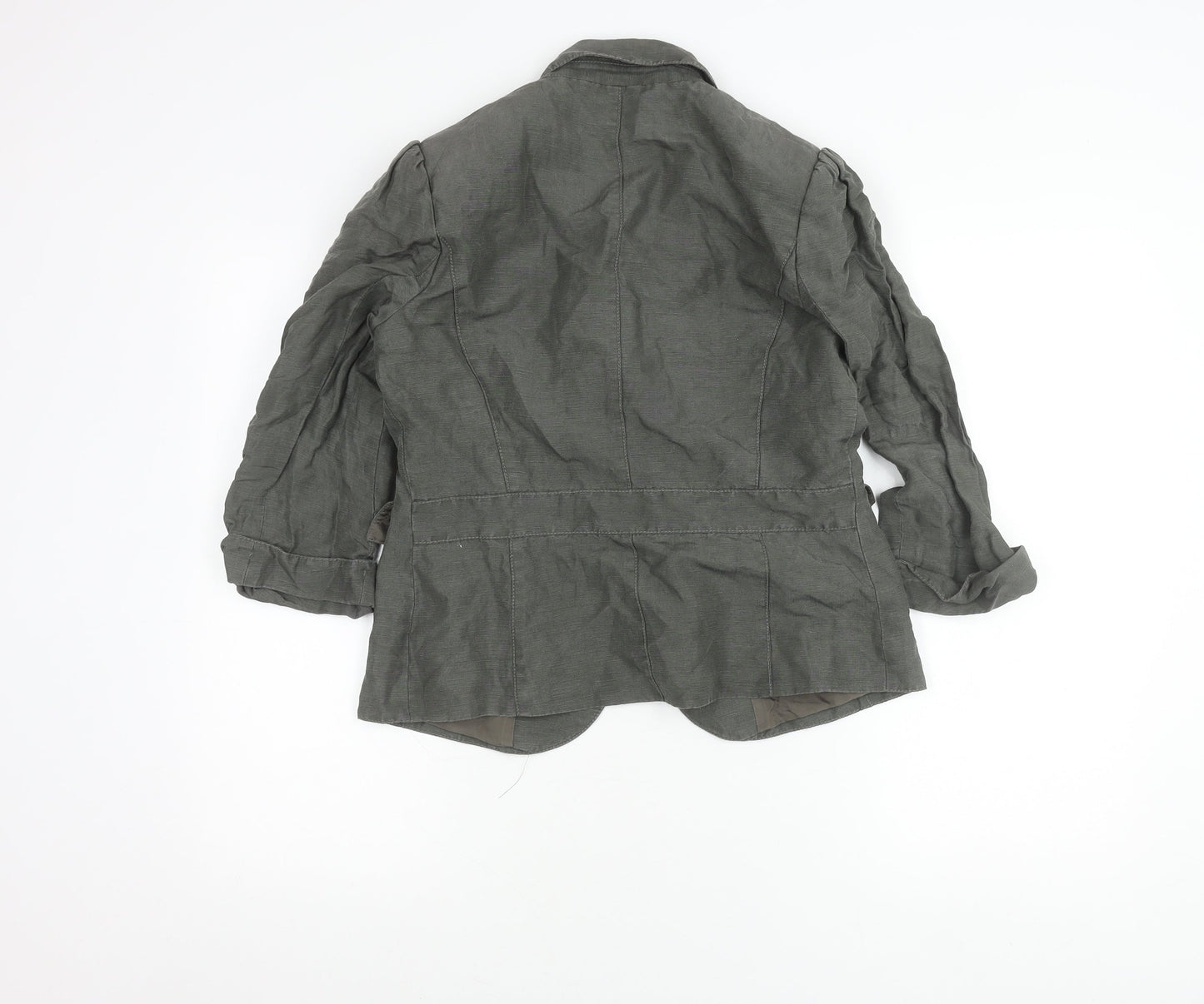 Jaeger Women’s Green Linen Silk Blazer UK 12 3/4 Sleeve