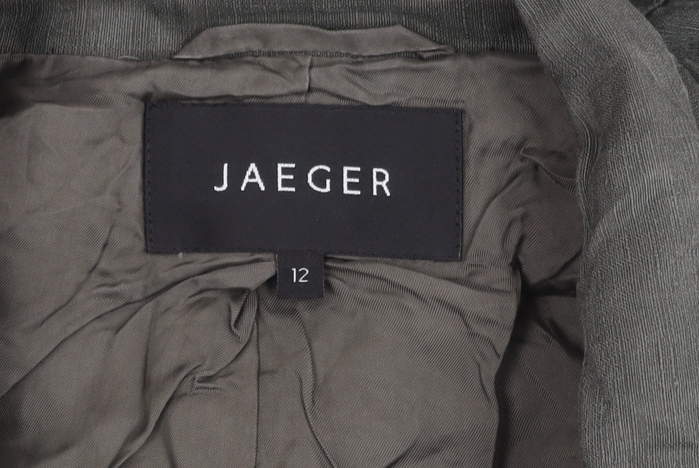 Jaeger Women’s Green Linen Silk Blazer UK 12 3/4 Sleeve