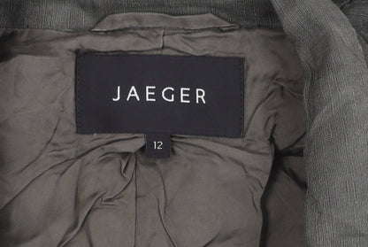 Jaeger Women’s Green Linen Silk Blazer UK 12 3/4 Sleeve