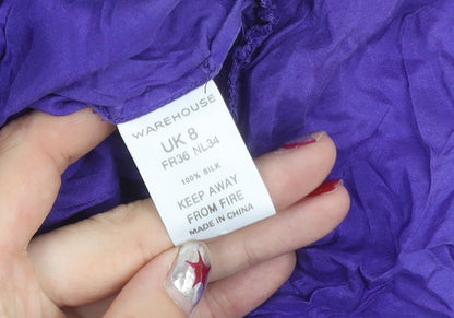 Womens UK Size 8 Warehouse Purple Basic Blouse