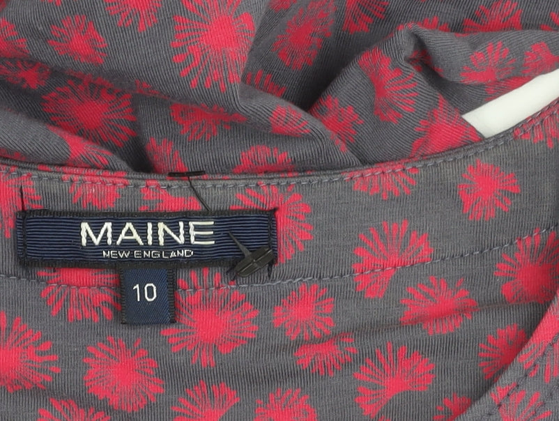 Maine New England Womens Grey Red Floral Shift Dress Size 10