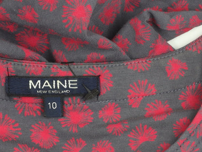 Maine New England Womens Grey Red Floral Shift Dress Size 10