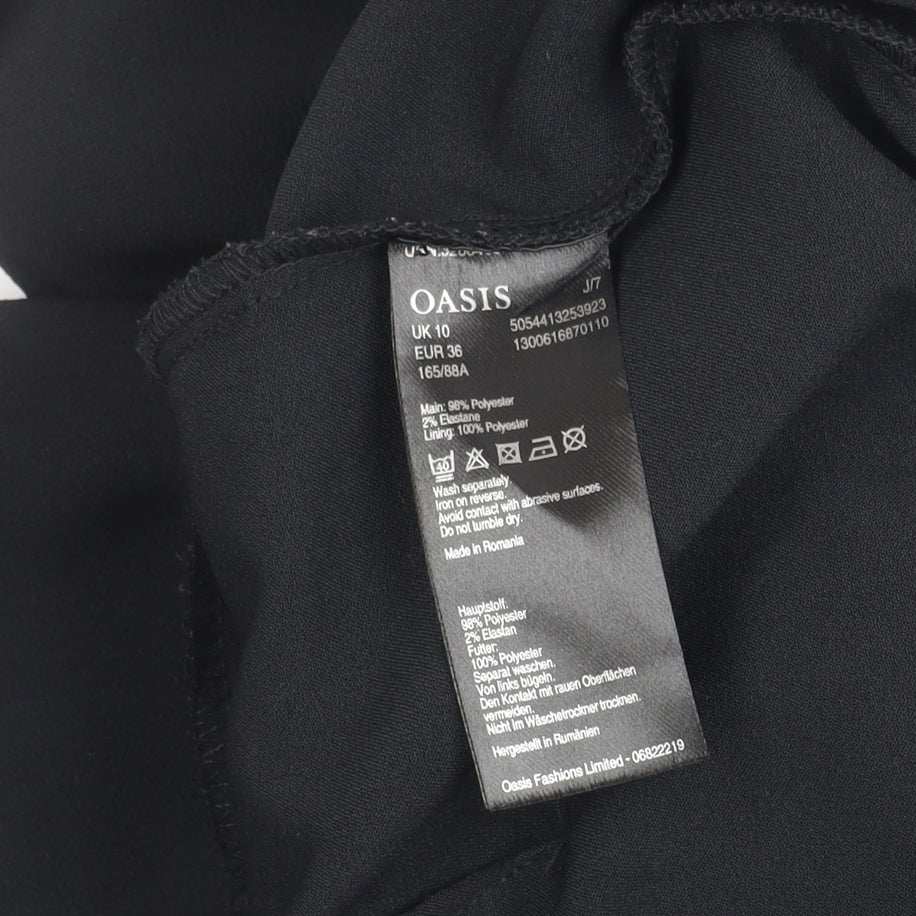 Oasis Womens Black Jumpsuit Size 10 Wide Leg Sleeveless Belted V-Neck