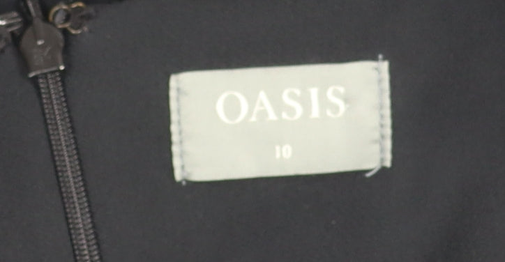 Oasis Womens Black Jumpsuit Size 10 Wide Leg Sleeveless Belted V-Neck