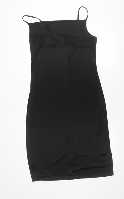 H&M Divided Women's Black Midi Slip Dress Size M Sleeveless Polyester