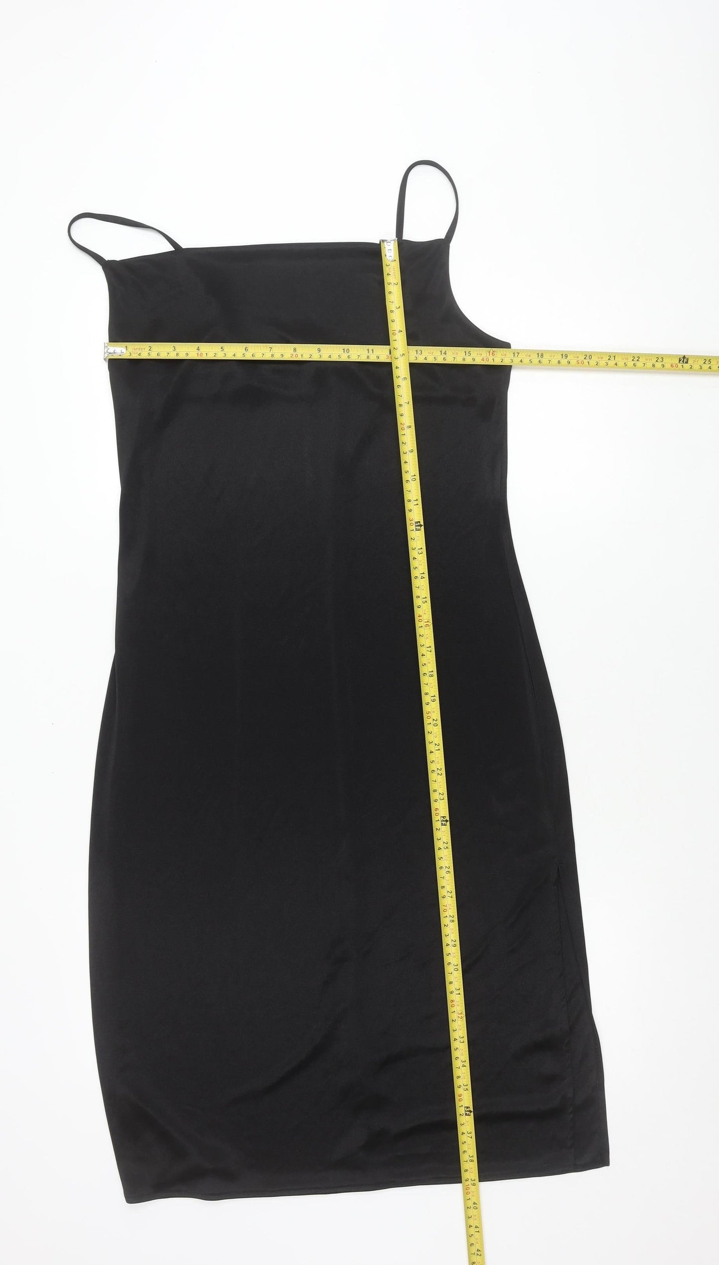 H&M Divided Women's Black Midi Slip Dress Size M Sleeveless Polyester