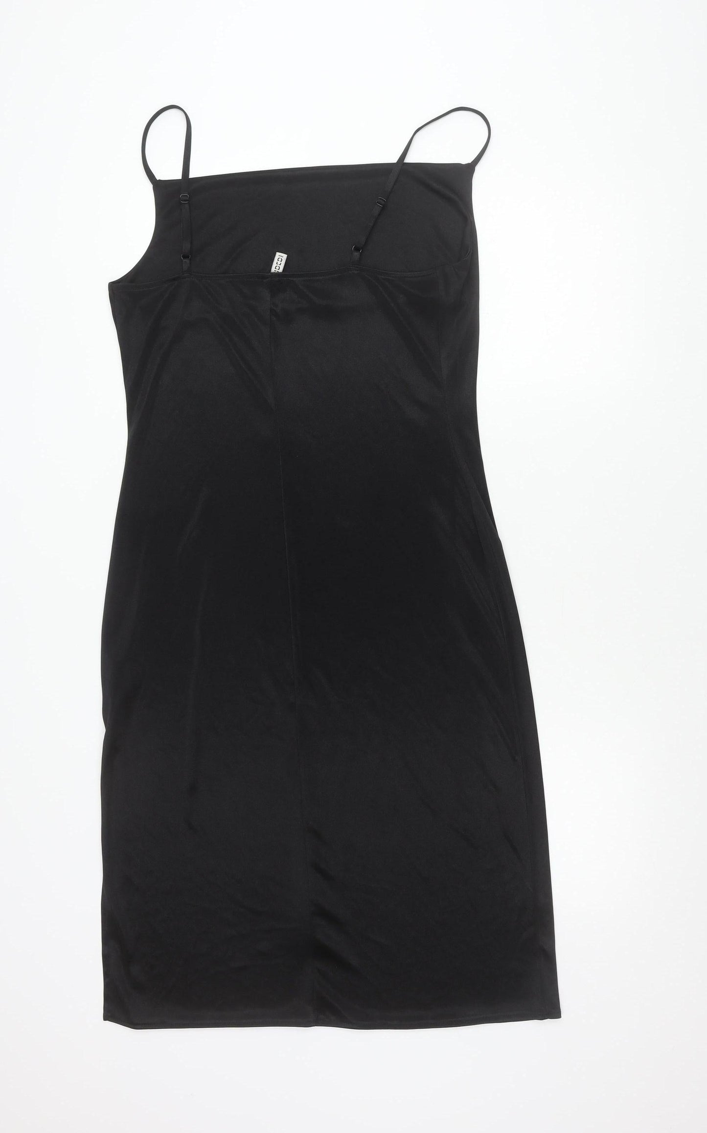 H&M Divided Women's Black Midi Slip Dress Size M Sleeveless Polyester