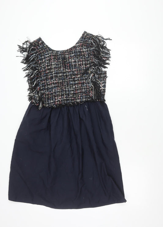 Zara Women’s Multicoloured Tweed Fringe Mini Dress Size S