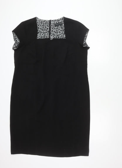 Wardrobe Women Black Animal Print Sheath Dress Size 20 Workwear