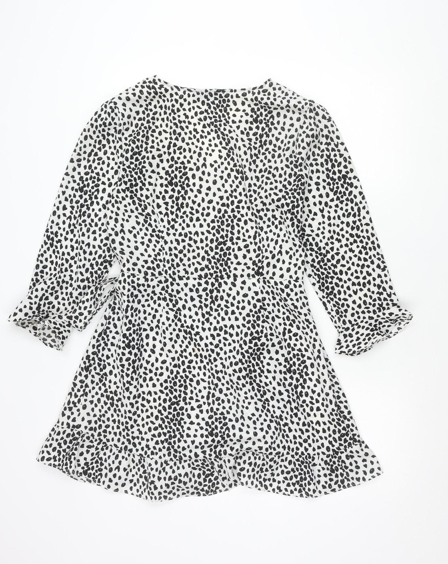 Brave Soul Women’s White Animal Print Wrap Dress Size M Long Sleeve