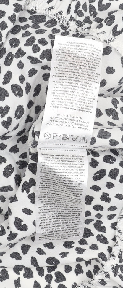 Brave Soul Women’s White Animal Print Wrap Dress Size M Long Sleeve