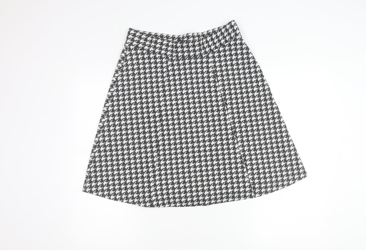 Marks and Spencer Womens Black Grey White A-Line Check Skirt Size 12