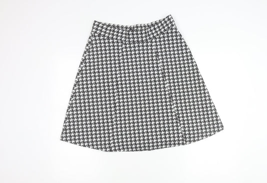 Marks and Spencer Womens Black Grey White A-Line Check Skirt Size 12