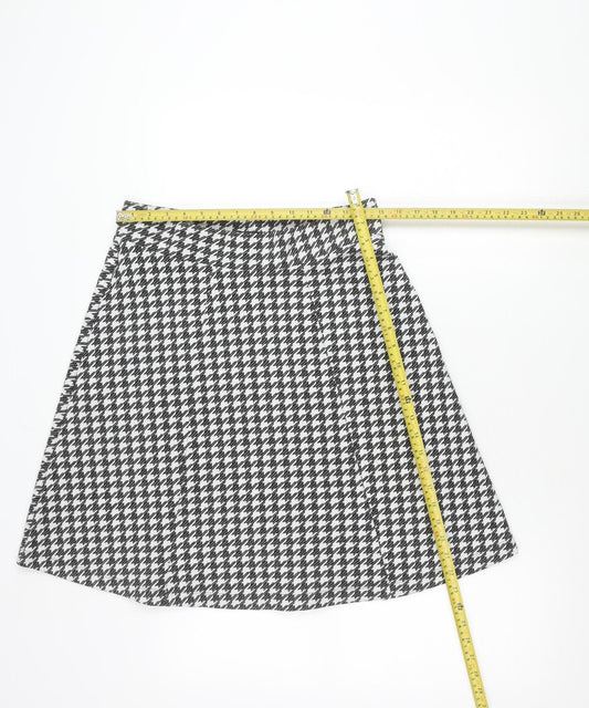 Marks and Spencer Womens Black Grey White A-Line Check Skirt Size 12