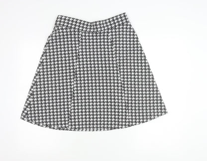 Marks and Spencer Womens Black Grey White A-Line Check Skirt Size 12