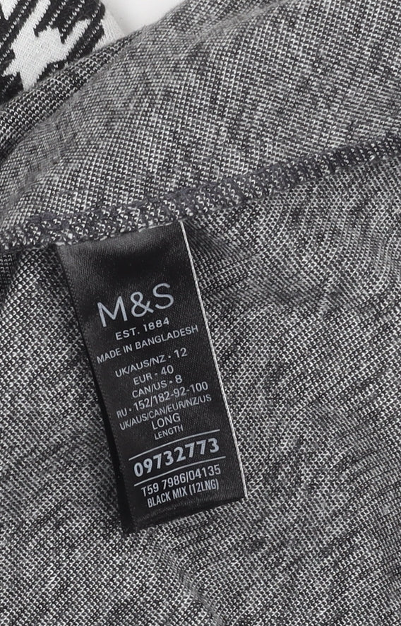 Marks and Spencer Womens Black Grey White A-Line Check Skirt Size 12