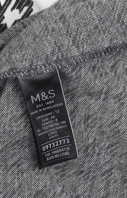 Marks and Spencer Womens Black Grey White A-Line Check Skirt Size 12