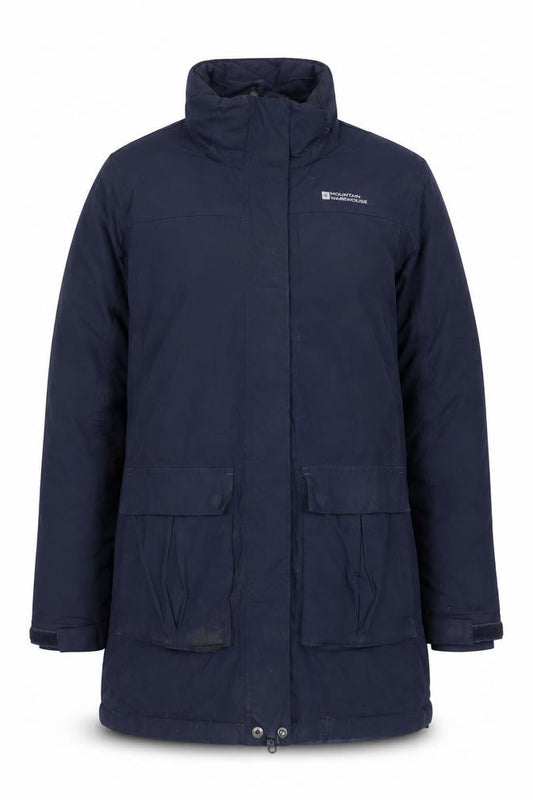 Mountain Warehouse Womens Blue Long Parka Coat UK 10 Waterproof Winter