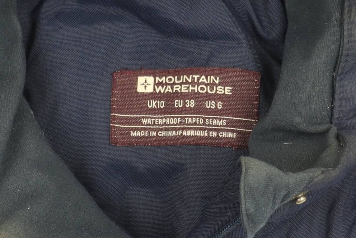 Mountain Warehouse Womens Blue Long Parka Coat UK 10 Waterproof Winter