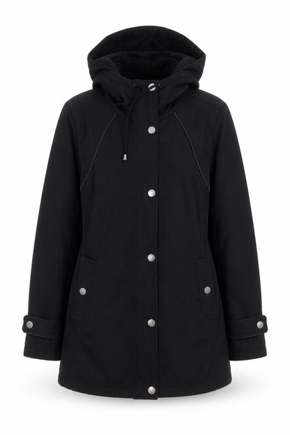 Sebby Collection Women’s Black L Hooded Parka Jacket Polyester