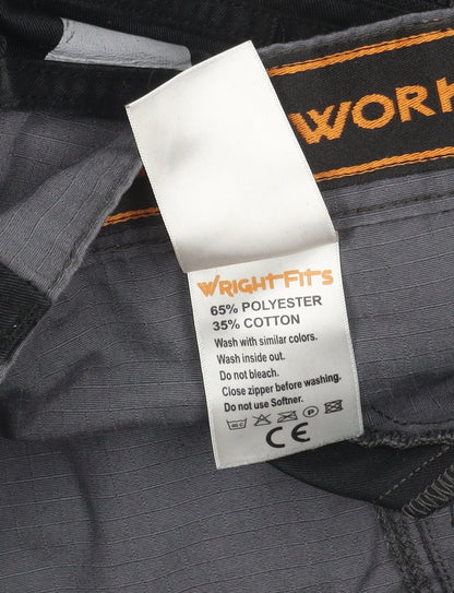 Wright Fits Men's Grey Cargo Workwear Shorts Size 38 Waist Pockets