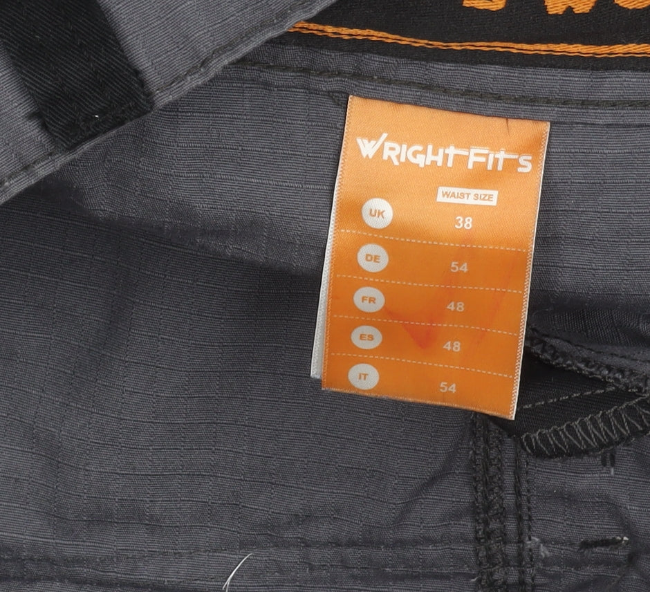 Wright Fits Men's Grey Cargo Workwear Shorts Size 38 Waist Pockets