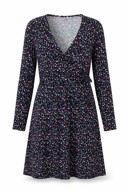 Boden Women’s Multicoloured Animal Print Long Sleeve Wrap Dress UK 12