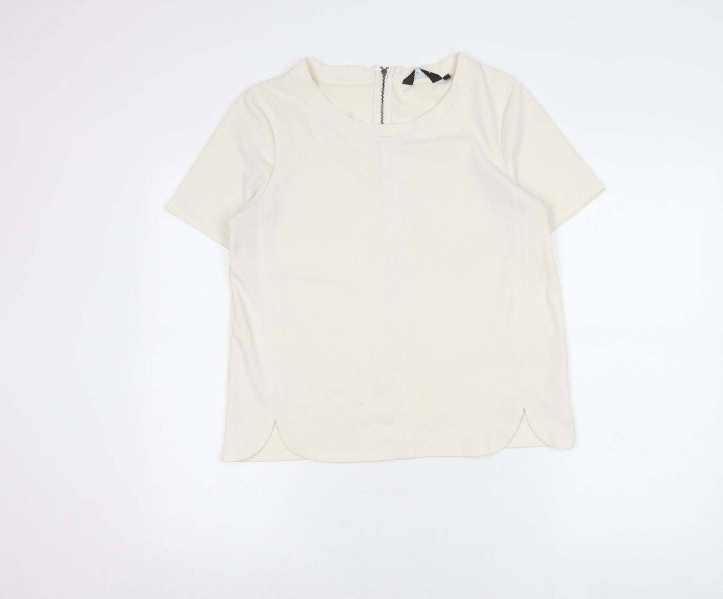 New Look Women’s Ivory Short Sleeve Zip Back Top Size 10