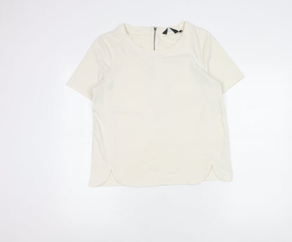 New Look Women’s Ivory Short Sleeve Zip Back Top Size 10