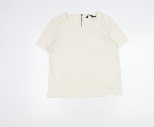 New Look Women’s Ivory Short Sleeve Zip Back Top Size 10
