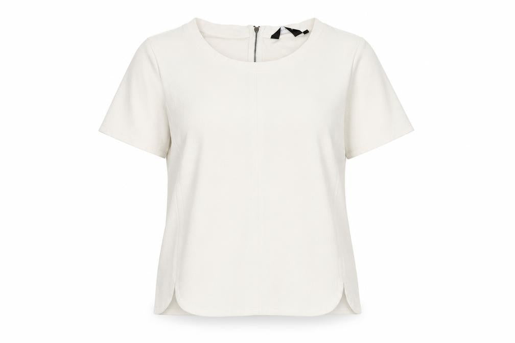 Womens UK Size 10 New Look Ivory Basic T-Shirt