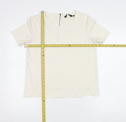 New Look Women’s Ivory Short Sleeve Zip Back Top Size 10